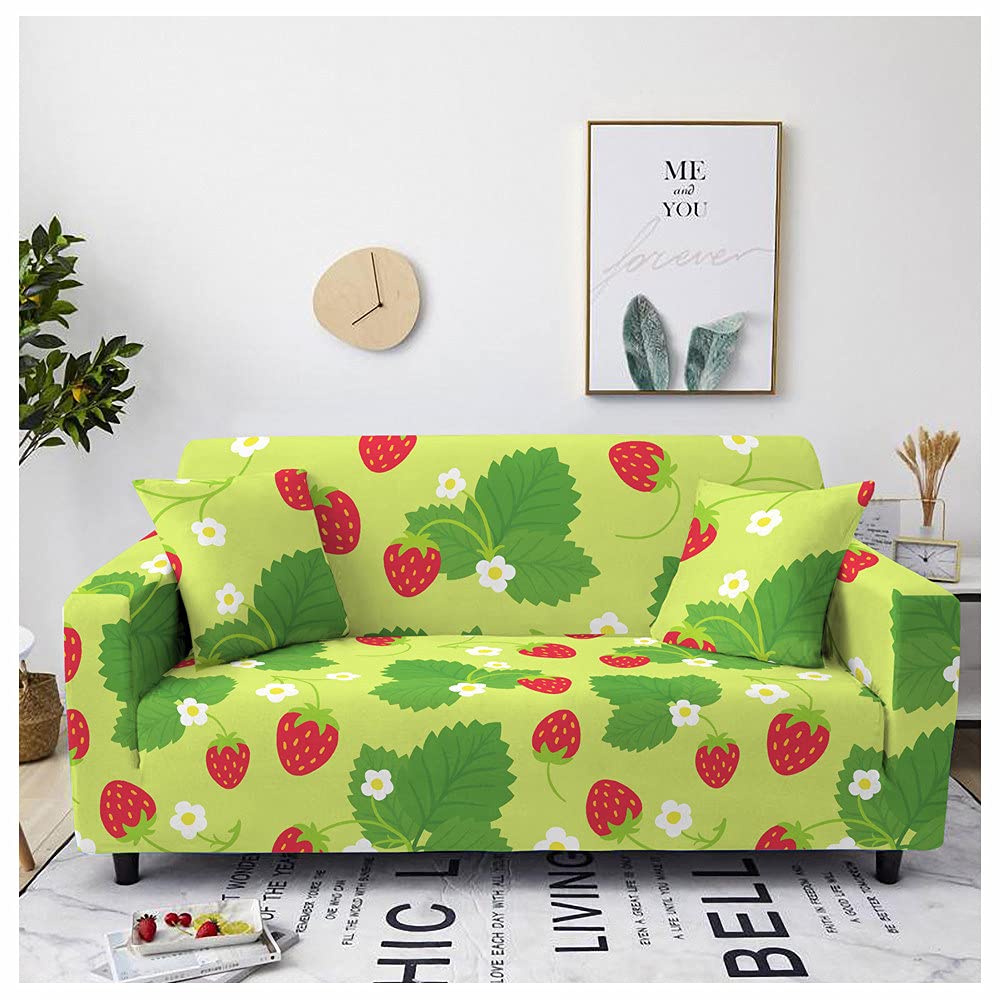Housse de canapé de salon imprimé fraise pour fauteuil et causeuse