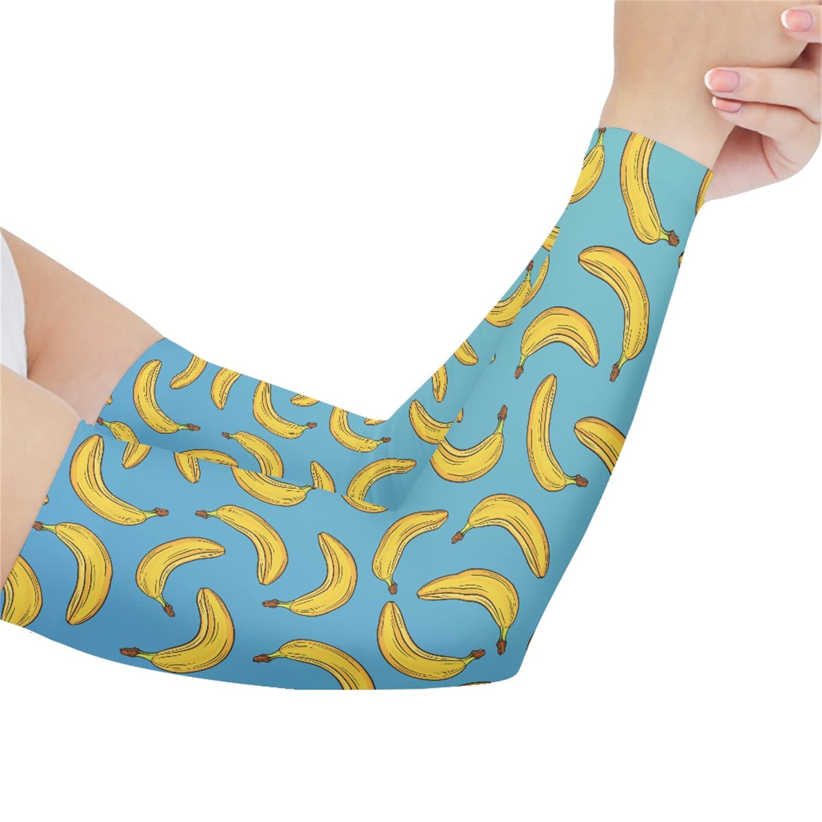 Coldinair Banana Blue Arm Sleeves for Men Women UV Sun Protection,Tattoo Cover Up,Athletic Sports Sleeve for Golf Running Football Fishing