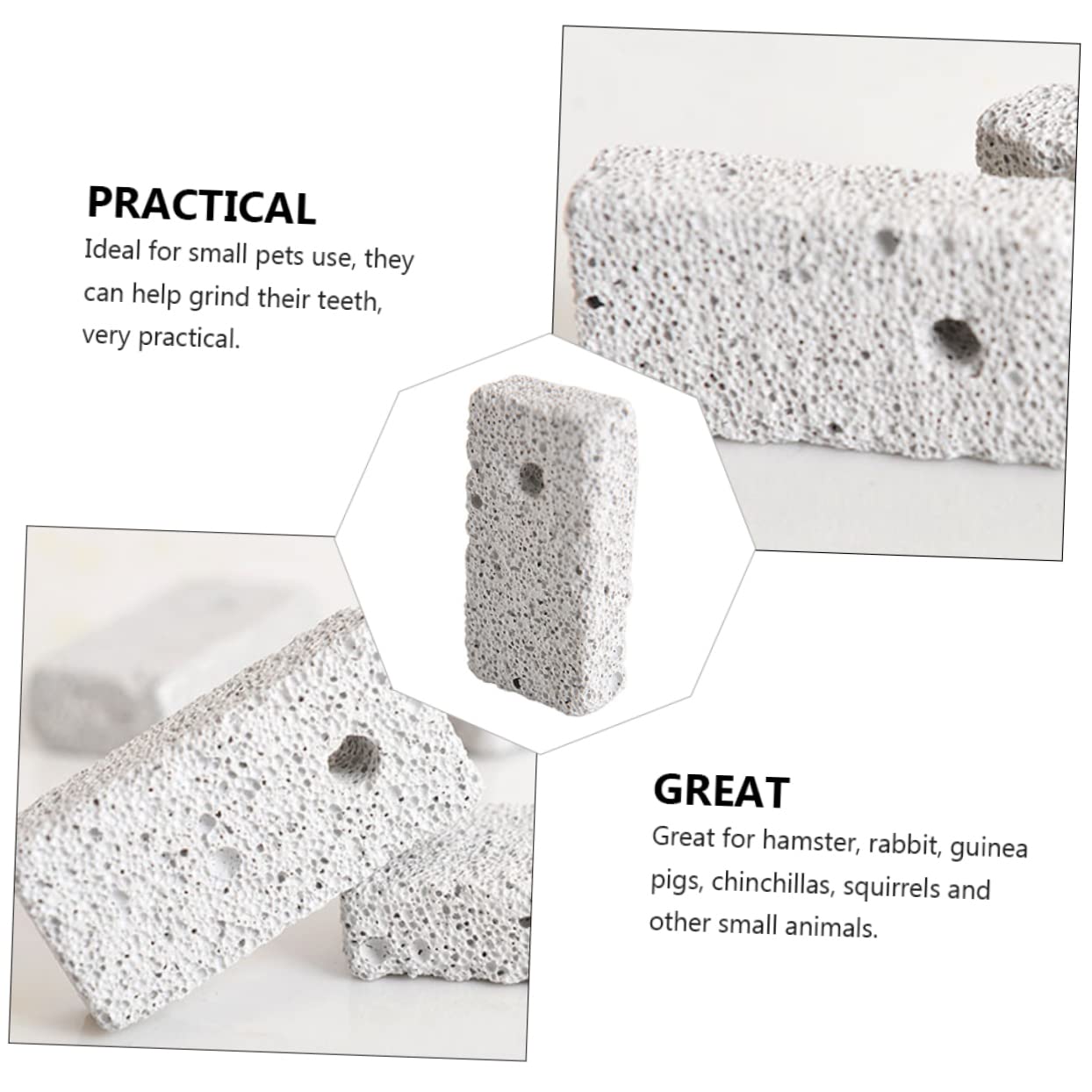 BESPORTBLE 120piezas Piedra Molar para Mascotas Pequeñas De Piedra Volcánica para Hámster Conejos y Cobayas Suplemento De Calcio y Molienda para Chinchillas y Jerbos