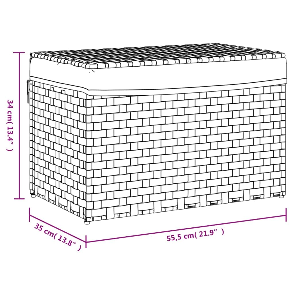 Cesto portabiancheria con coperchio 55,5 x 35 x 34 cm in rattan nero | Tasca interna pieghevole, rimovibile, resistente alle intemperie, maniglia per bagno