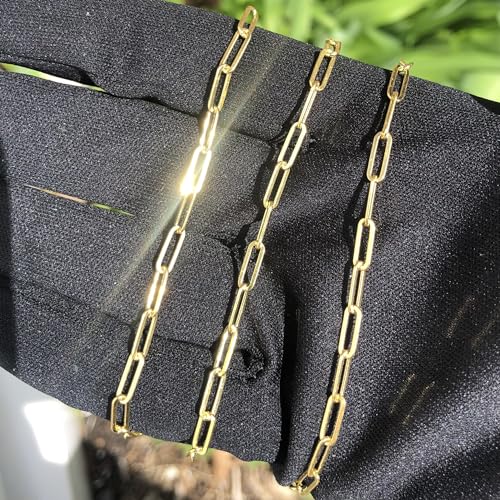 Real Genuine Solid 1/20 14K Yellow Gold Paperclip Chain Necklace 3 mm 18 Inch Paper Clip for Women and Men Golds4