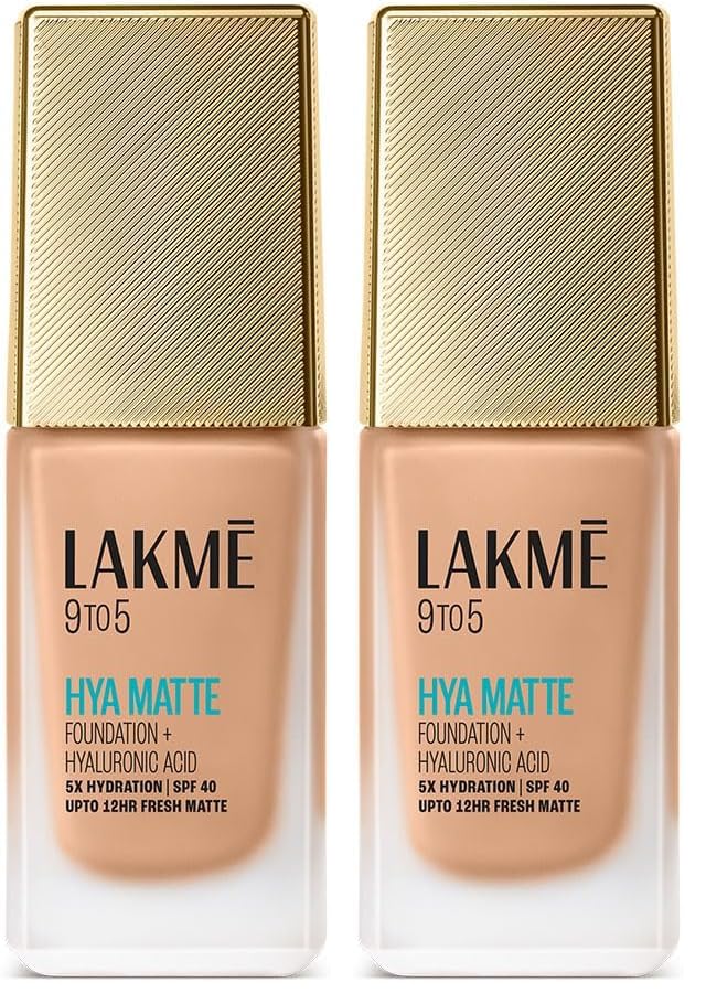 Image of LAKME 9to5 Hya Matte Liquid Foundation + Hyaluronic Acid Warm Natural - 25ml (Pack of 2)