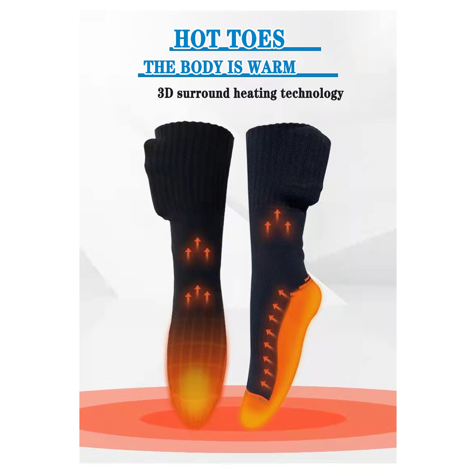 Chaussettes chauffantes électriques pouvant Chauffer Le Mollet, Chaussettes chauffantes Rechargeables 4000 mAh pour Homme et Femme, Chauffage Surround 3D de la Semelle du Pied du Mollet, pour Les SP