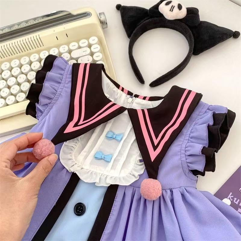 Girls Cute Flutter Sleeve Dress Cartoon Anime Summer Casual Dresses Halloween Birthday Party Outfit3