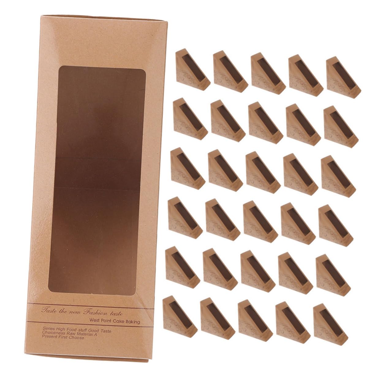 PRETYZOOM Triangular Sandwich Boxes Window 50pcs Paper Packaging Boxes for Baking for Parties Weddings and Giving
