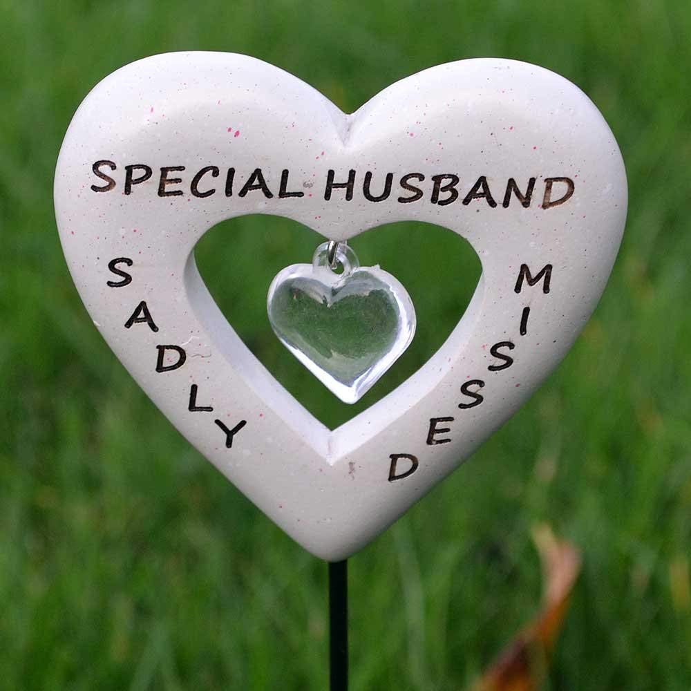 David Fischhoff Sadly Missed Special Husband Love Heart Memorial Tribute Stick Graveside Plaque