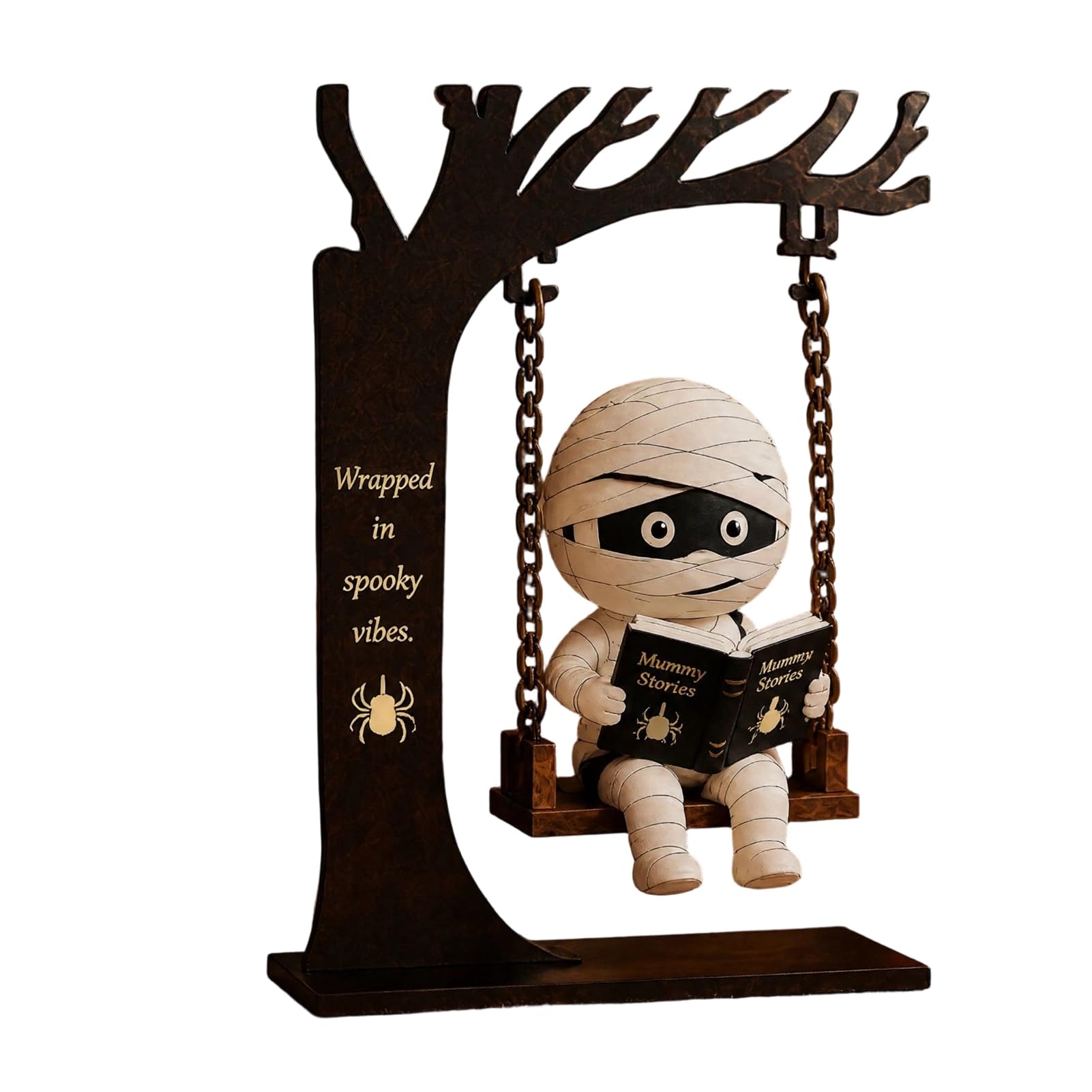 pidodou Funny Halloween Swing Ornament Witch Skeleton Mummy Pumpkin Ghost Reading Book Figurine Desktop Shelf Decor Acrylic Spooky Home Party Gift 7.87 Inch C