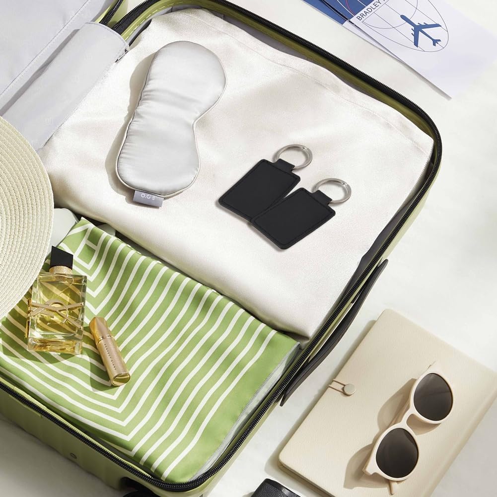 12PCS Black PU Leather Key Fob Holder Rectangular Leather Keychain Blanks with Iron Keyring Blank Double Side Key Pendant Charm Kits Bulk for DIY Craft Present Making Engraving Stamping - Image 6