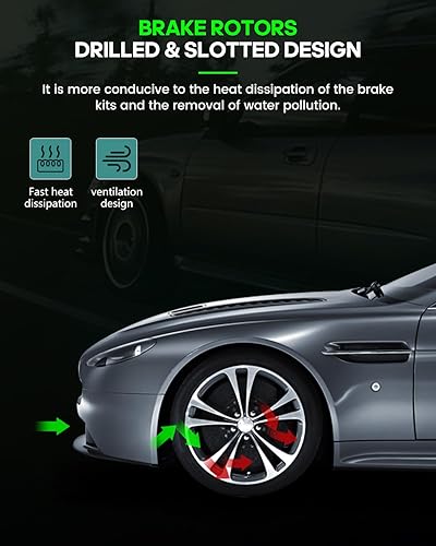 Miniatura 6 de SCITOO Rotores de disco ventilados delanteros de 13.23 pulgadas (13.228 in) + pastillas de freno de cerámica de repuesto para Chrysler Aspen 07-09,