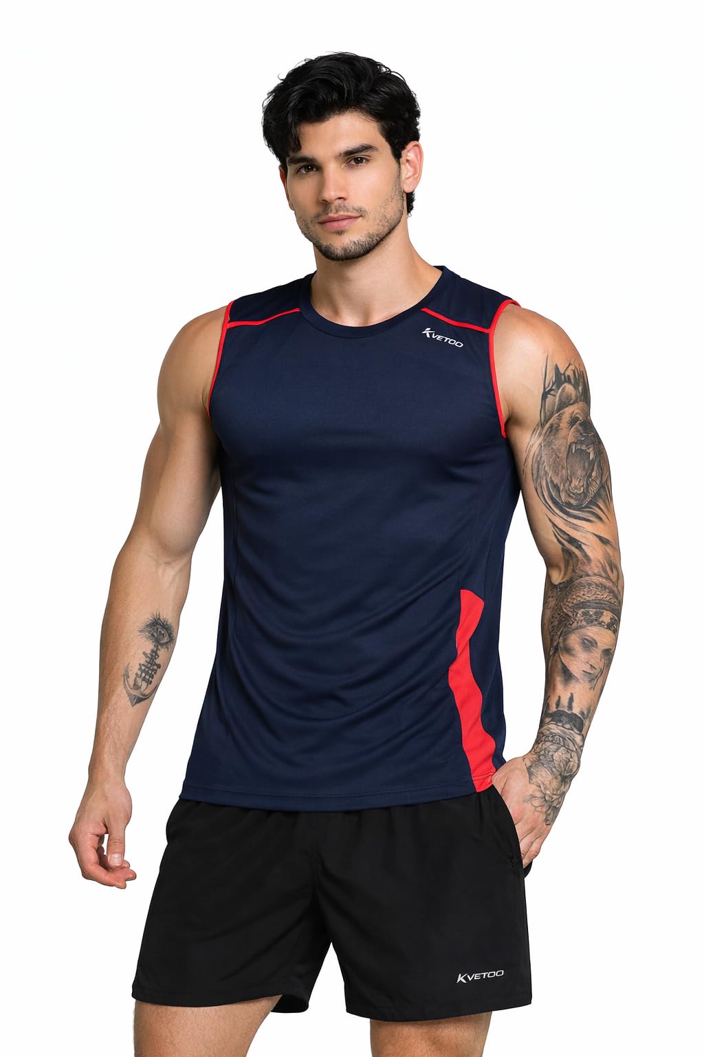 Kvetoo Mens Sleeveless Gym T Shirt Quick Dry Workout Tank Top Breathable Running Training Vest Athletic Activewear-picture-14