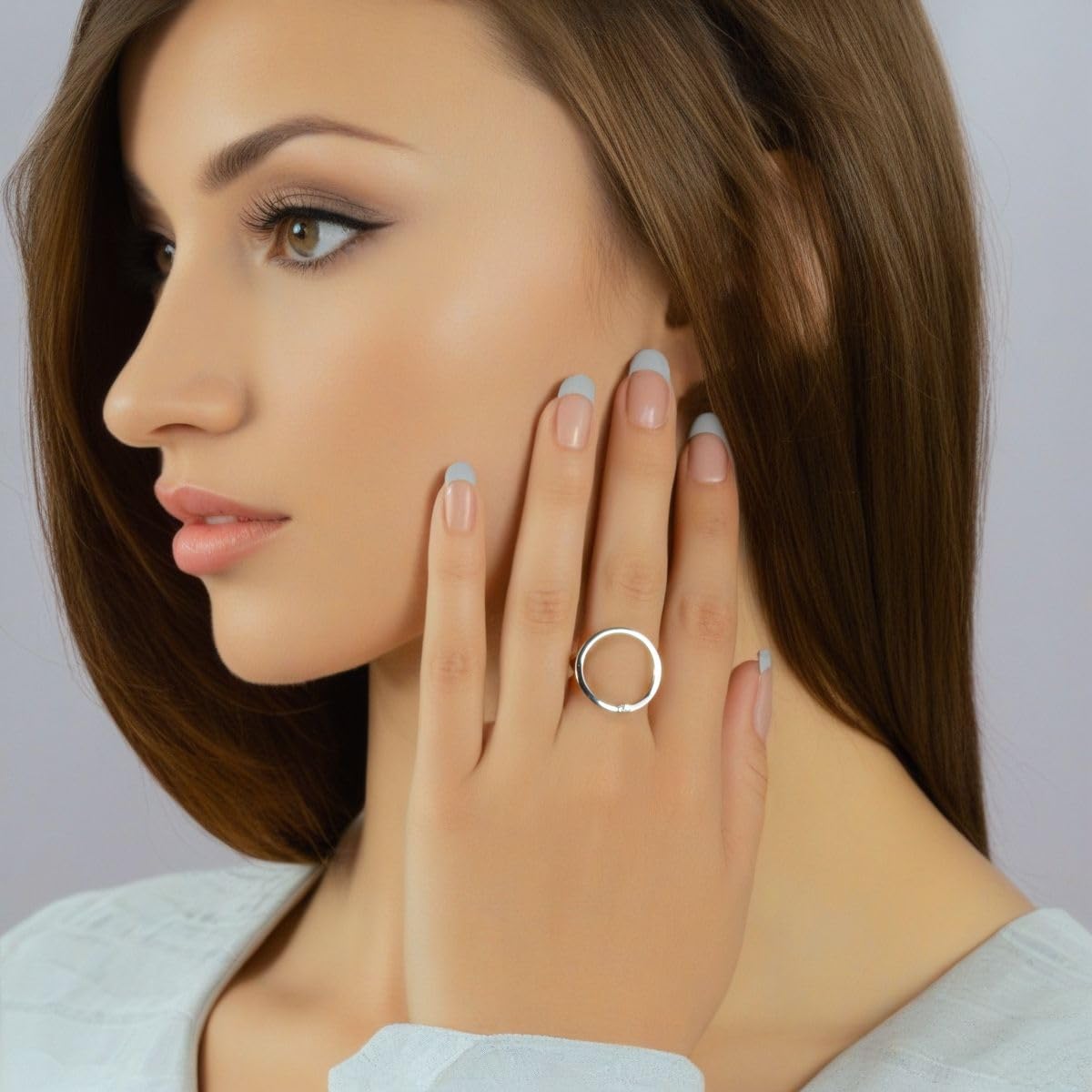 NicoWerk Anillo de plata 925 para mujer, elegante anillo de plata 925 con piedra, ajustable, sencillo y brillante - SRI1109