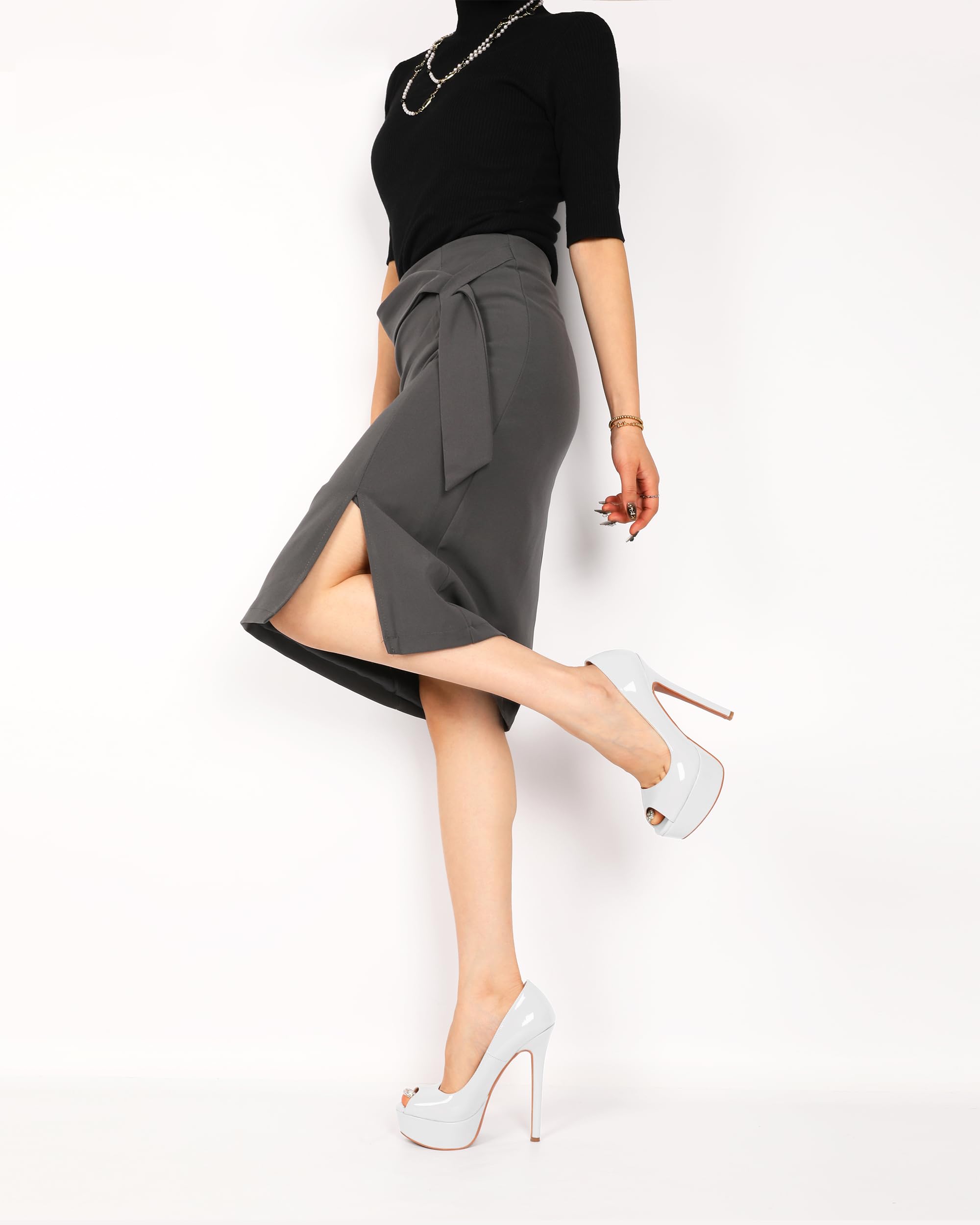 Elashe Damenschuhe High Heels Plateau Pumps Peep Toe Stilettos Kleid-Partei Schuhe Lack