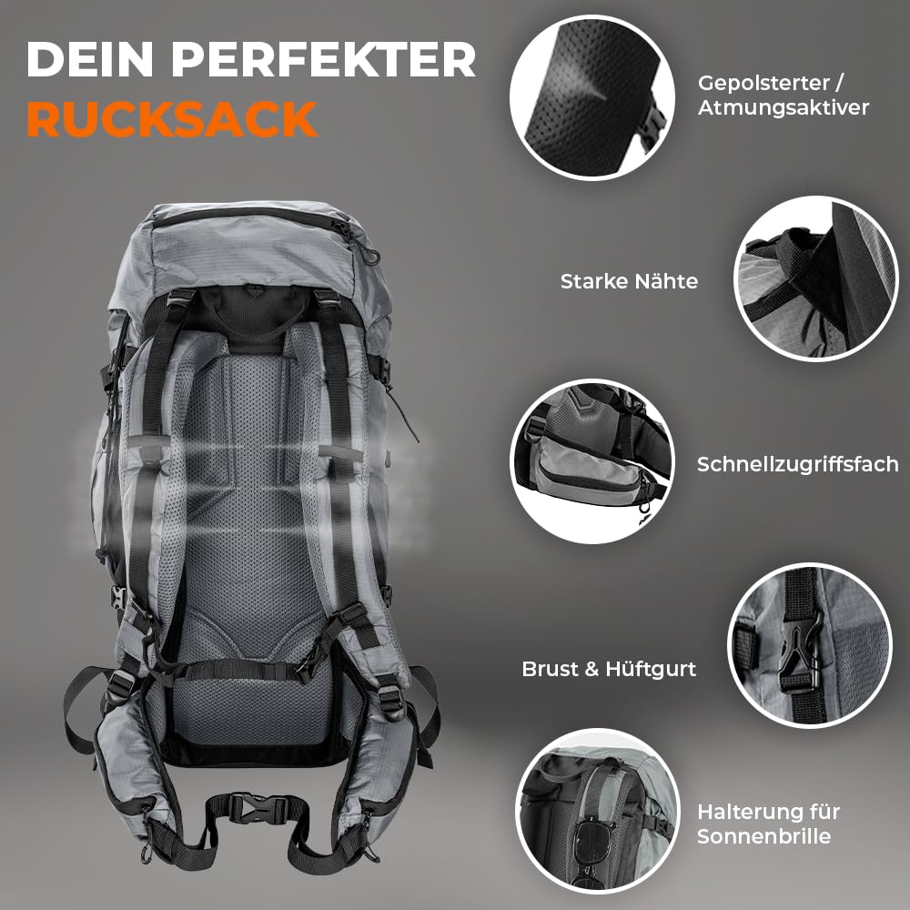 LANGENBERG Peak Wanderrucksack Herren und Damen - Tagesrucksack und Trekkingrucksack mit hohem Komfort und atmungsaktivem Mesh - 40L Premium Rucksack wandern - Outdoor Rucksack
