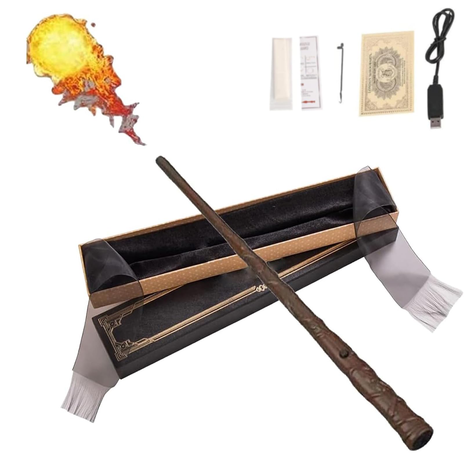 Amazon | 魔法の杖 火が出る、魔法の紙枚付き、本物 魔法の杖、火の玉