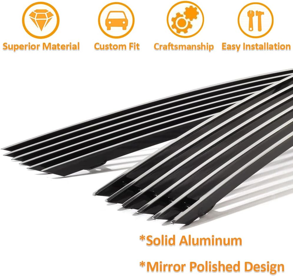 Front Grill fits Chevy C/K Pickup Suburban Tahoe 94 95 96 97 98 99 Polished Solid Aluminum Billet Grille Inserts 2pcs