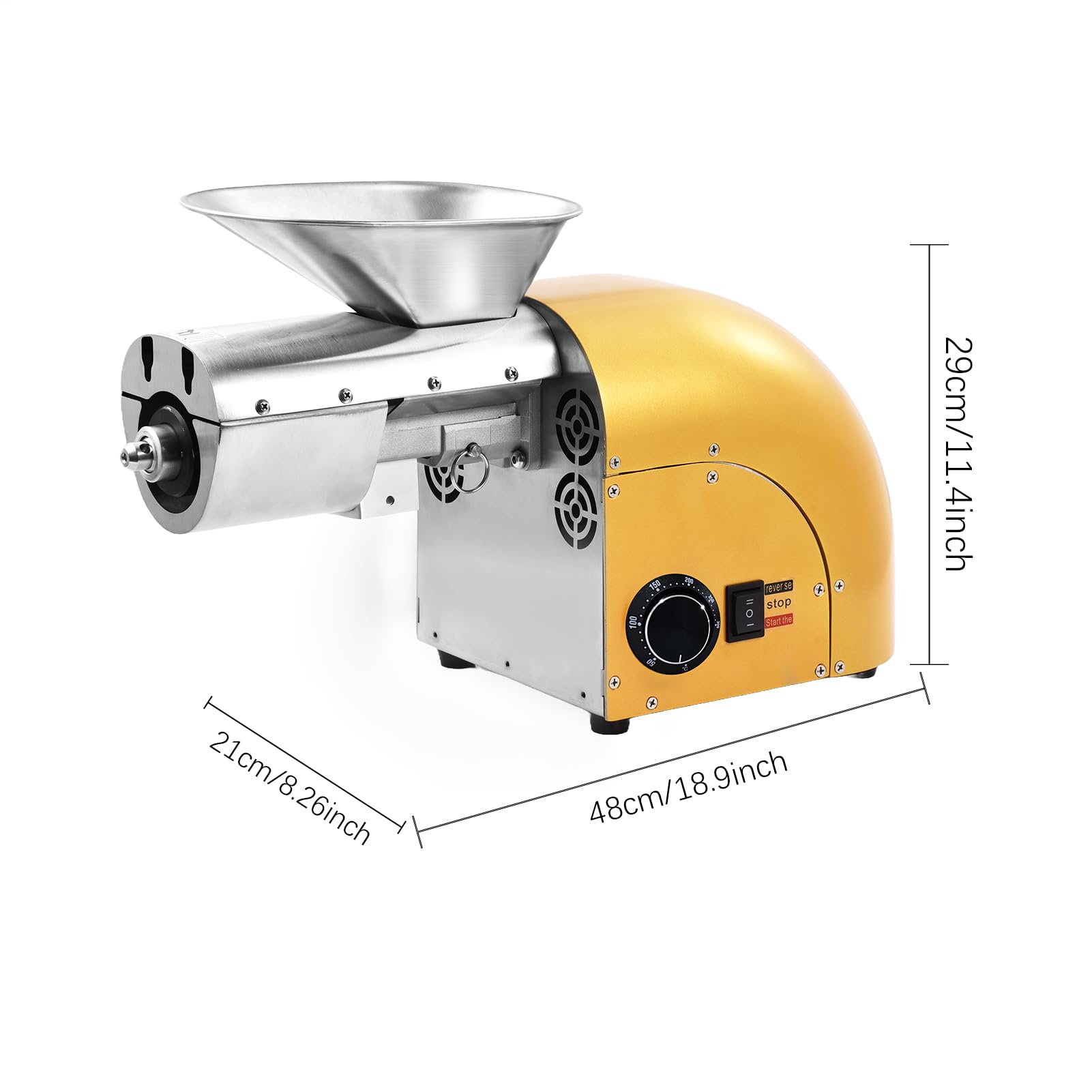Oil Press Machine, 1250W Soybean Oil Extractor Machine, Stainless Steel Oil Press Machine Oil Extractor, Automatic Oil Press Extractor, Olive Press Nut Seeds Oil Extractor Cold& Hot Press Machine