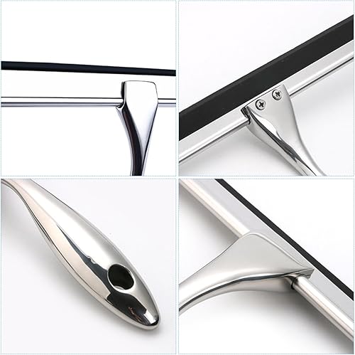 Miniatura 4 de BESULEN Escobilla de ducha de acero inoxidable para ventanas de automóvil, limpiador de agua de vidrio con gancho o ventosa, herramienta de limpieza