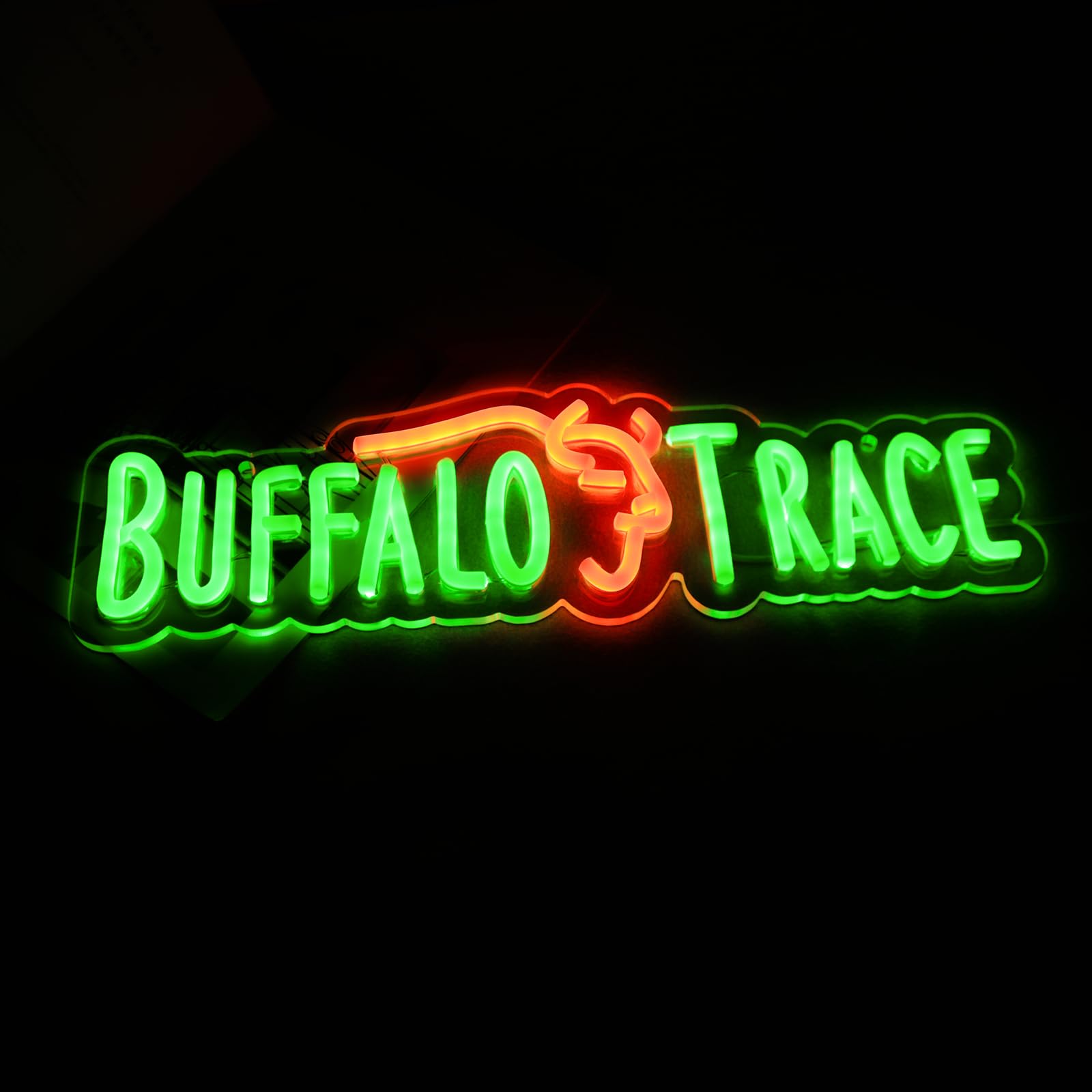 WonderfulLife Buffalo Neon Sign for Bourbon Whiskey in Bar Pub man Cave or Party,Bright Led Light Suitable for Garage Decor or Business Display,5V USB Powered Easy Hanging.