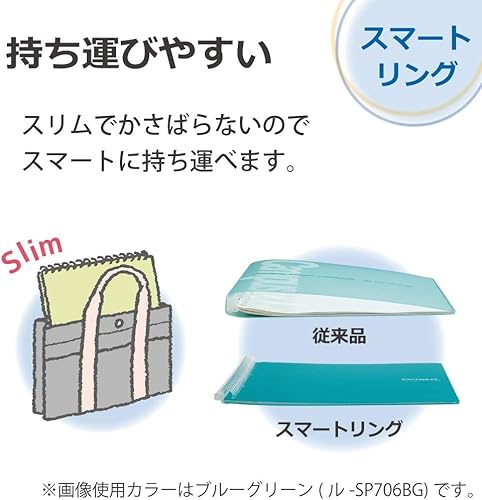 Miniatura 3 de Kokuyo Campus - Carpeta inteligente con anillas, B5 rosa claro, 26 agujeros, con 10 hojas sueltas adicionales, hasta 60 papeles de relleno para