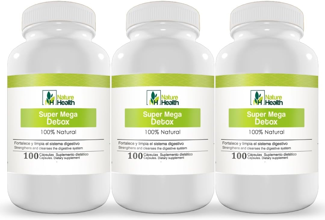 Super Mega Detox Clense Capsulas con Alfalfa, Linaza, Cascara Sagrada, Fibra de Trigo y Avena, linaza (100 cápsulas) (1)