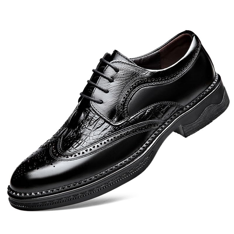 Men's Lace-up Dress Shoes Men Casual Wedding Faux Patent Leather Derby Shoes Comfortable Oxfords Shoes for Men(8)