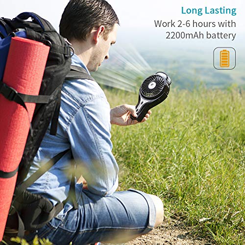 OPOLAR Handheld Personal Water Misting Fan for Travel, Portable Rechargeable Fan with 2200mAh Battery, Battery Operated or USB Powered, Small Air Cooler/Mini Humidifier with 3 Settings