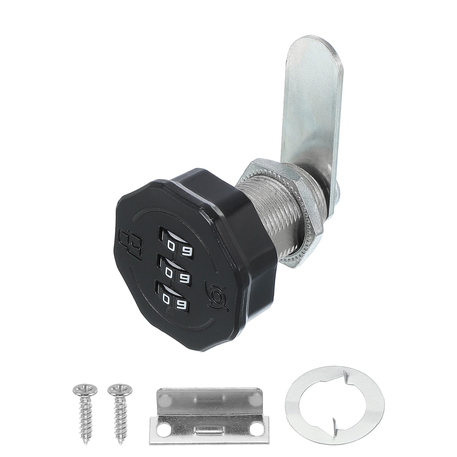 PATIKIL Combination Cam Lock Zinc Alloy Keyless 3-Digit Password File Cabinet Lock 1" Cylinder Chrome Finish Security Lock with Screw for Drawer Cupboard Black