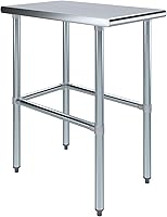 Vista 10 de AmGood Mesa de trabajo de acero inoxidable con base abierta, banco de trabajo de metal
