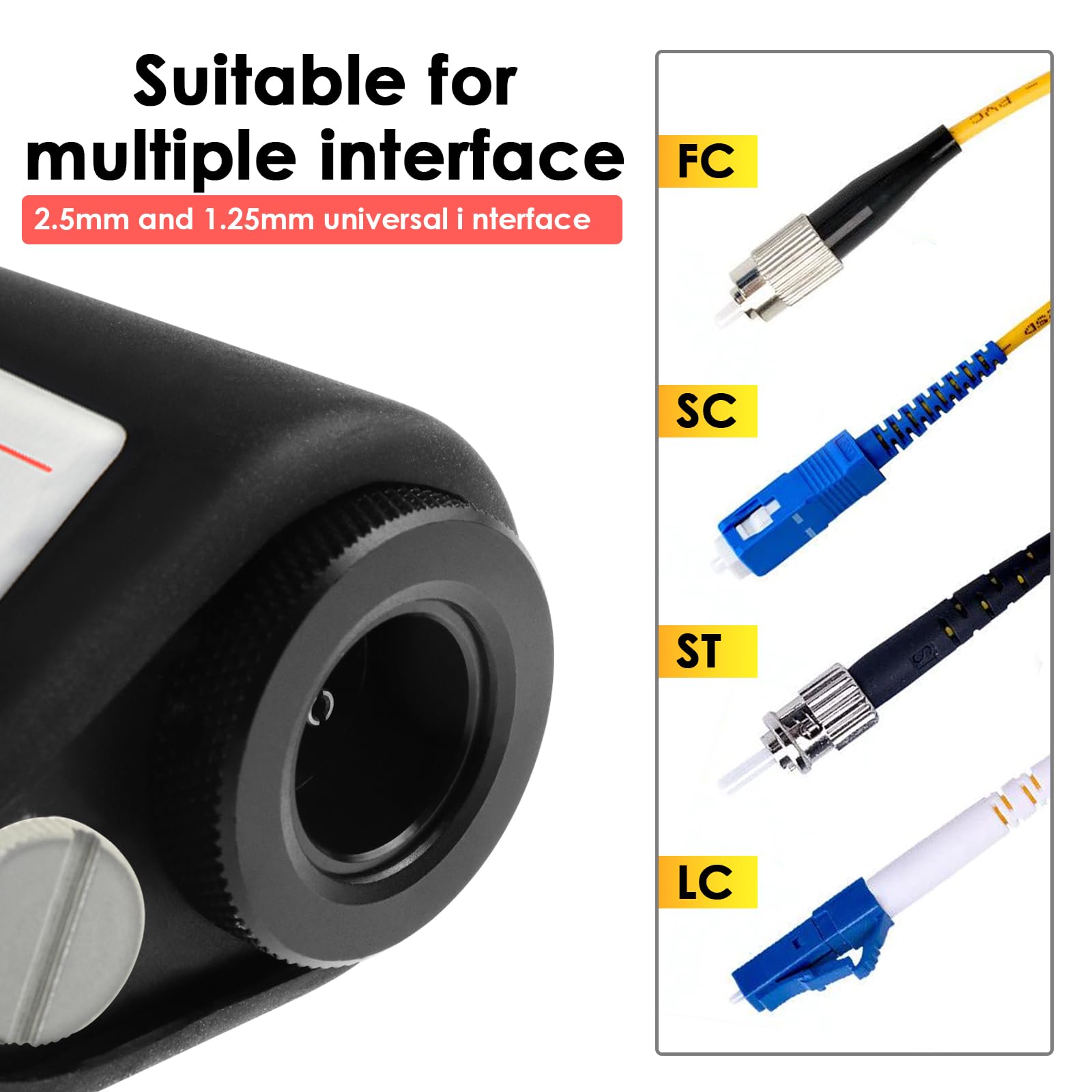 Cable de microscopio de fibra óptica de inspección de 400 aumentos, adaptador de 2,5 mm, incluye adaptadores de 2,5 mm y 1,25 mm