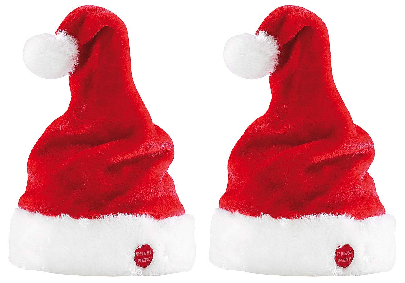 infactory Mütze: 2er-Set Singende und tanzende Nikolausmützen (Nikolausmuetze, X-Mas Mütze, Weihnachten)