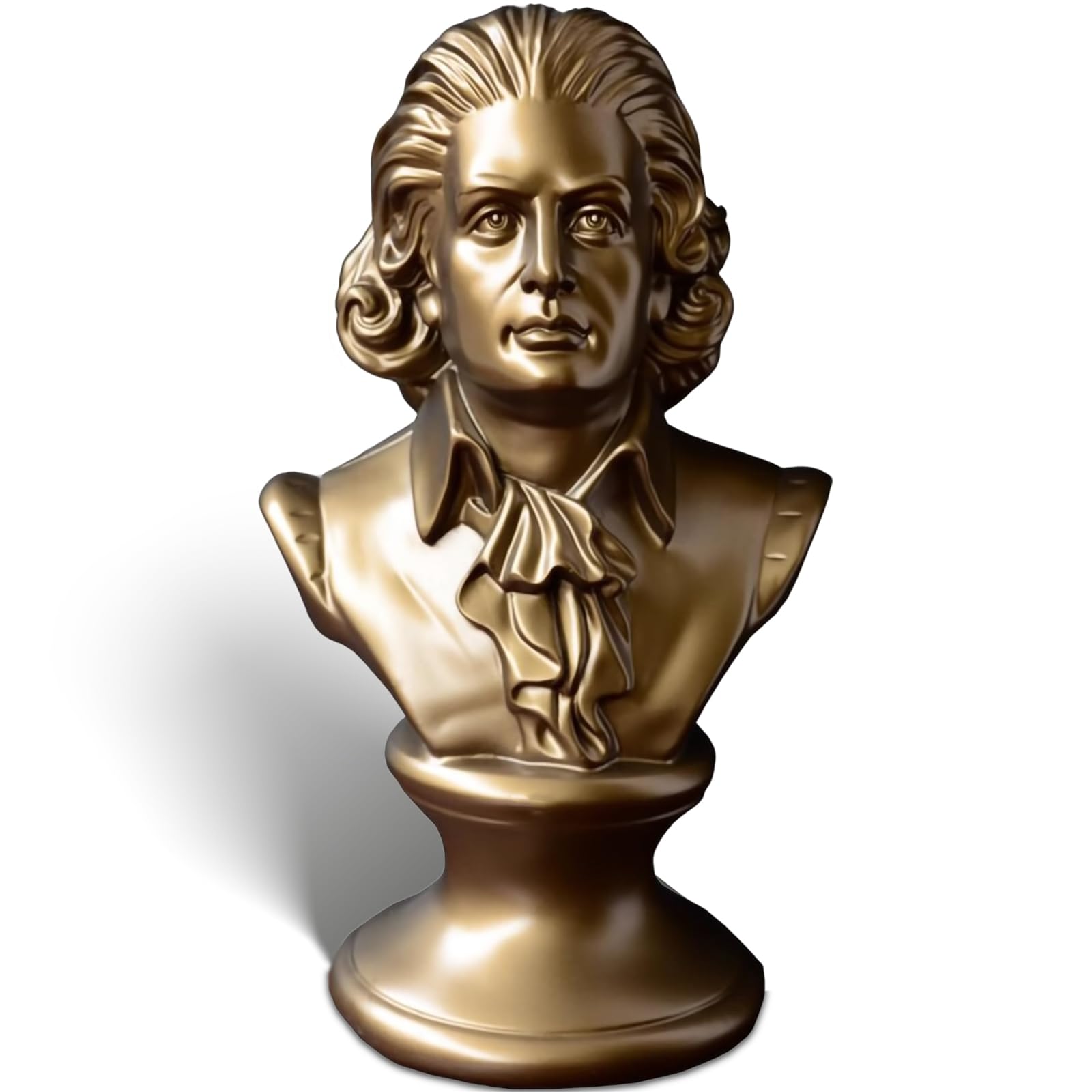 ZKSMYLSM 12-inch Mozart Bust Statue - Bronze Finish Classical Composer Sculpture for Piano Top, Music Teacher Gift, Bookshelf & Office Desk Decor