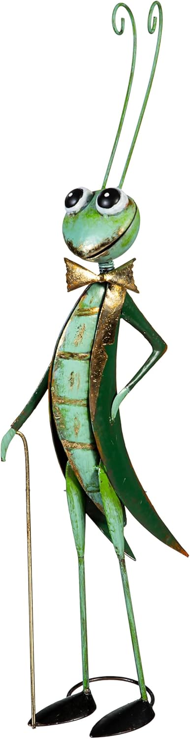 Evergreen Garden 27" Cricket Metal Animal Statues, Garden Decor Metal Yard Art for Lawn Backyard Party Wedding Decoration