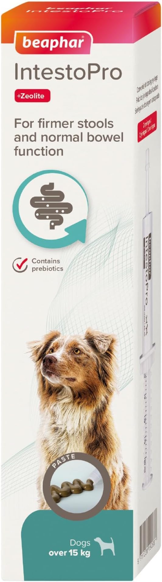 Beaphar – IntestoPro Prebiotic Stool Firming Paste for Medium and Large Dogs (>15kg)– Natural Active Ingredients – Aids digestive upsets and diarrhoea - Supports Healthy Gut Function – 2 syringes