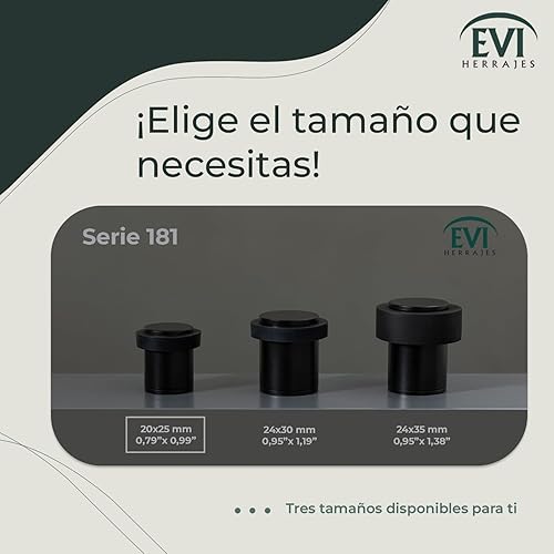 Miniatura 4 de Tope de puerta Serie I-181 (acero inoxidable lacado negro - Caucho Negro, 0,79x0,99)