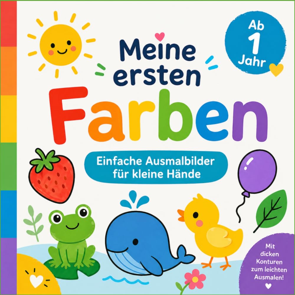 Meine ersten Farben: Einfache Ausmalbilder für kleine Hände ab 1 Jahr