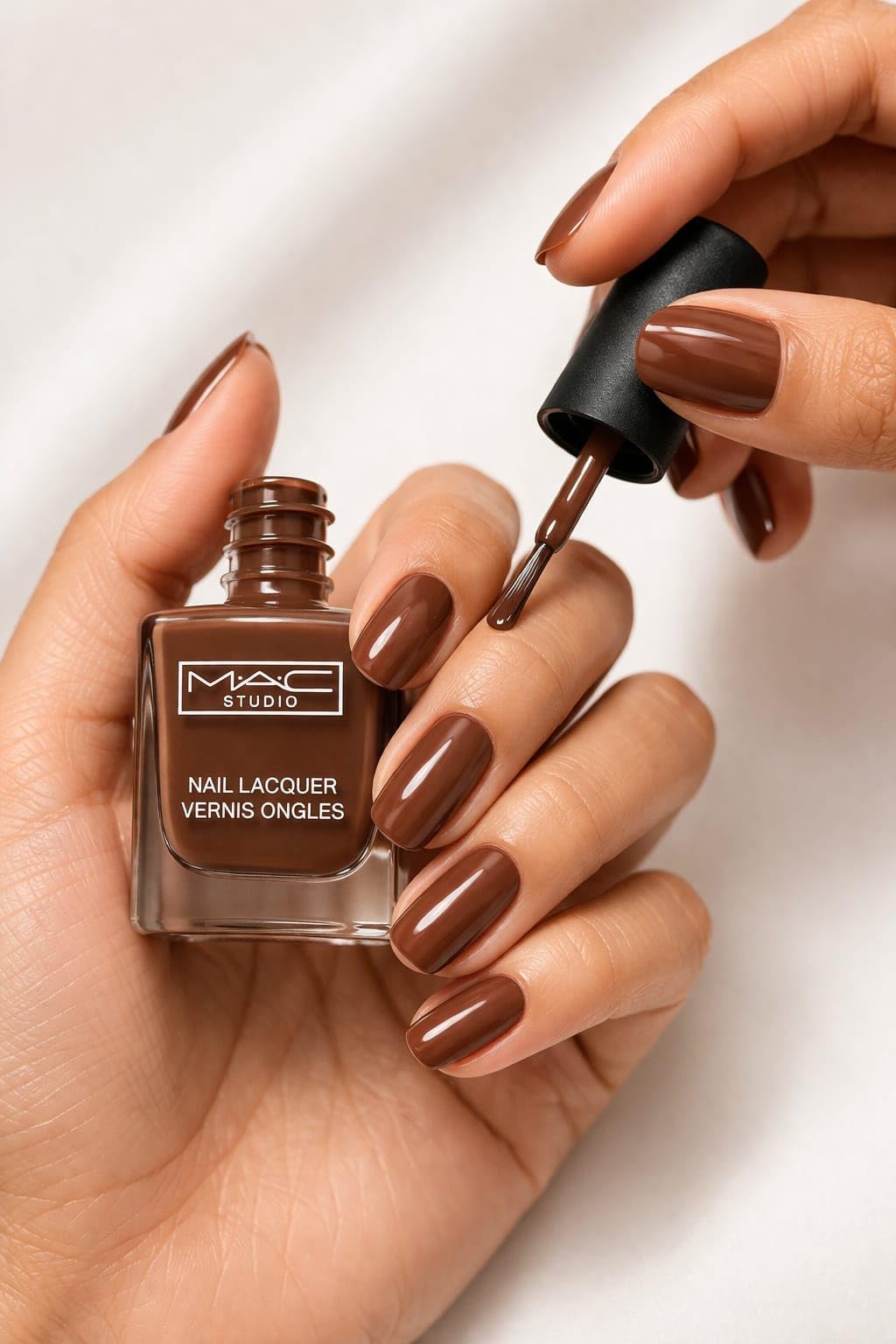 MAC Studio Nail Lacquer – High-Gloss Nail Polish, Long-Wearing Cream Finish (11 ml) – Vibrant MULTICOLOR Shade (Chocolate Brown)-image-3