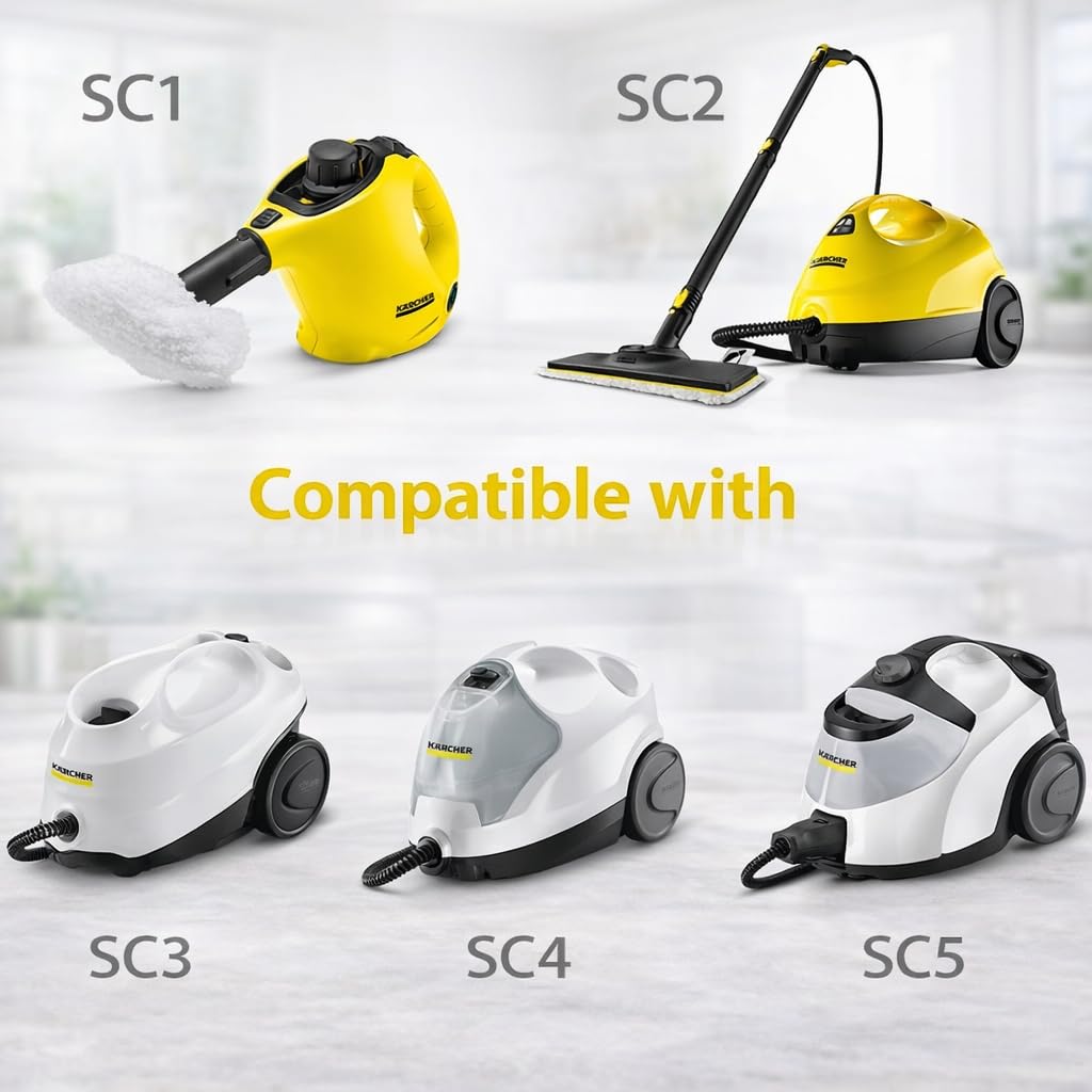 18 Stück Zubehör für Kärcher Dampfreiniger SC1 SC2 SC3 SC4 SC5, verlängerter, Handdüse Ersatzteile, Rundbürste, Fugenbürsten, Fensterabzieher, Mikrofaser-Tuch, Zubehör für Kärcher Dampfreinige
