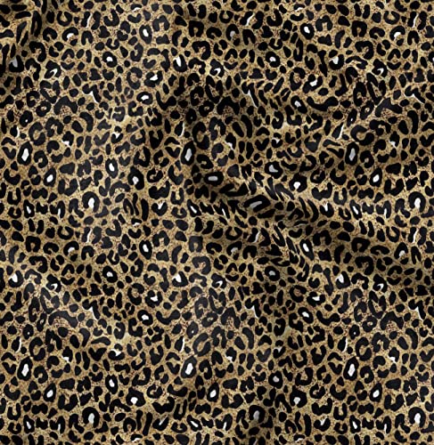 Soimoi Orange Velvet Fabric Leopard Animal Skin Print Fabric By Yard 58 Inch Wide #TOP11