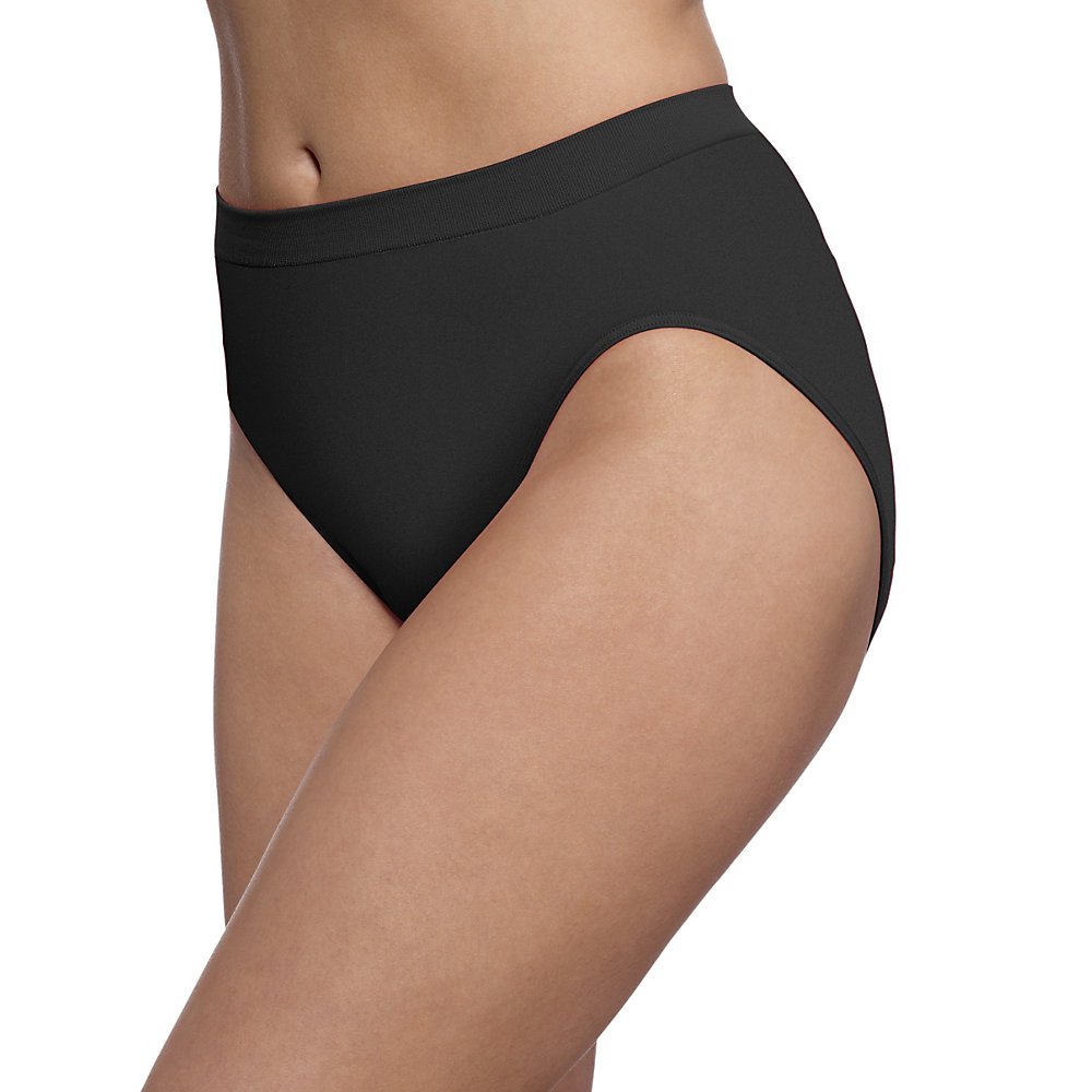 Womens' Comfort Revolution Microfiber Seamless Hi-Cut Brief 6-Pack, 6/7, Black