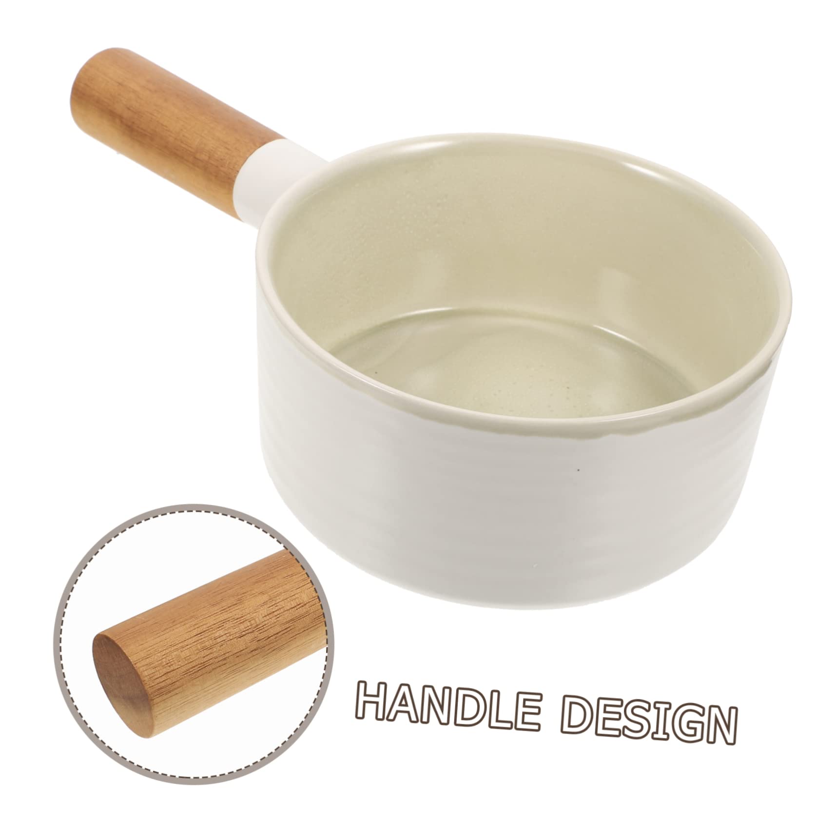 Cabilock Tazón de Sopa Grande de Cerámica Asa de Madera Anti-escaldaduras para Servir Ensaladas o Postres Cocina o Mesa Familiar de Cerámica