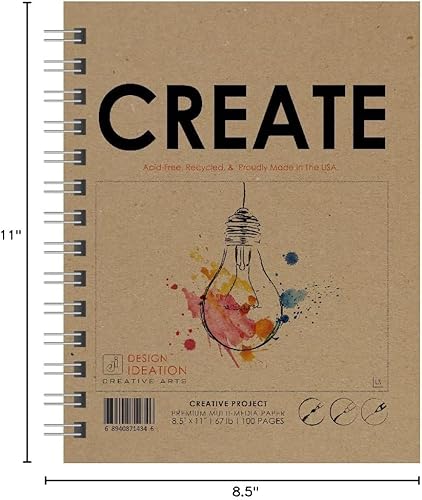 Miniatura 10 de Crea libro. Cuaderno de bocetos encuadernado con alambre para lápiz, tinta, marcador, carbón y pinturas de acuarela. (8.5 x 11 pulgadas) (1)