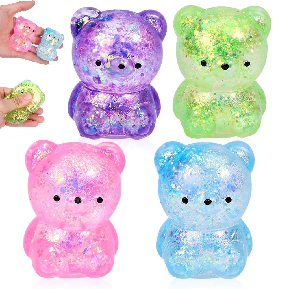 Cute Bear Squishy, Cute Bear Squishy Toys, Soft squishy toys help relieve stress and anxiety, making them the gift for friends - 4pcs — image 1