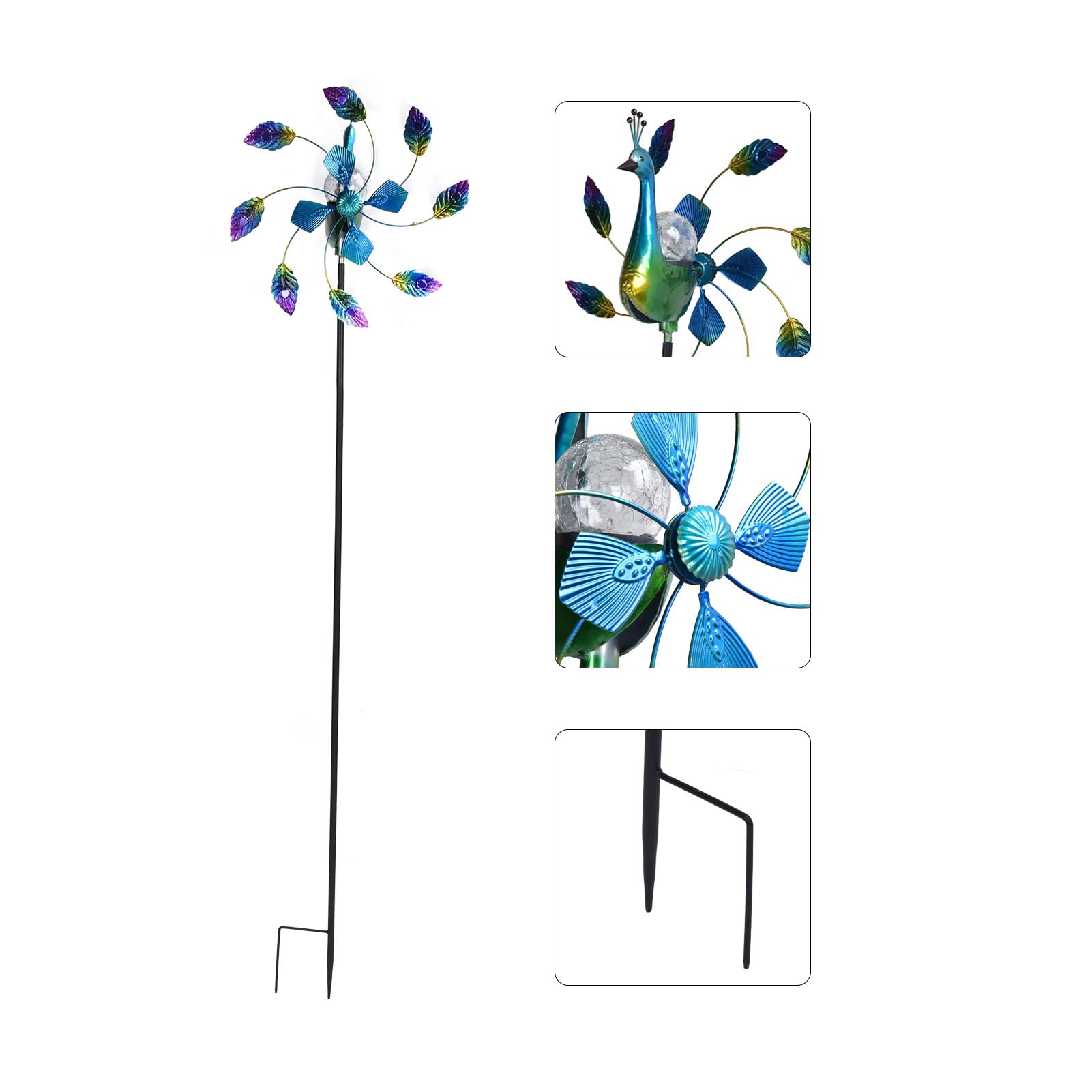 Molino de Viento de Hierro Forjado, hilanderos de Viento para jardín, Molino de Viento para decoración de césped al Aire Libre