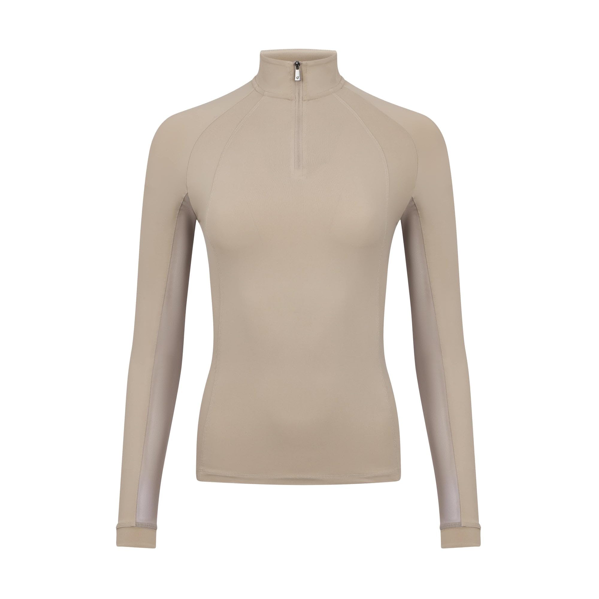 LeMieux Halle Lightweight Base Layer - UV30+ Cooling Under Layer - Ventilated Mesh Under Sleeves - Womens Riding Top - Almond - UK8