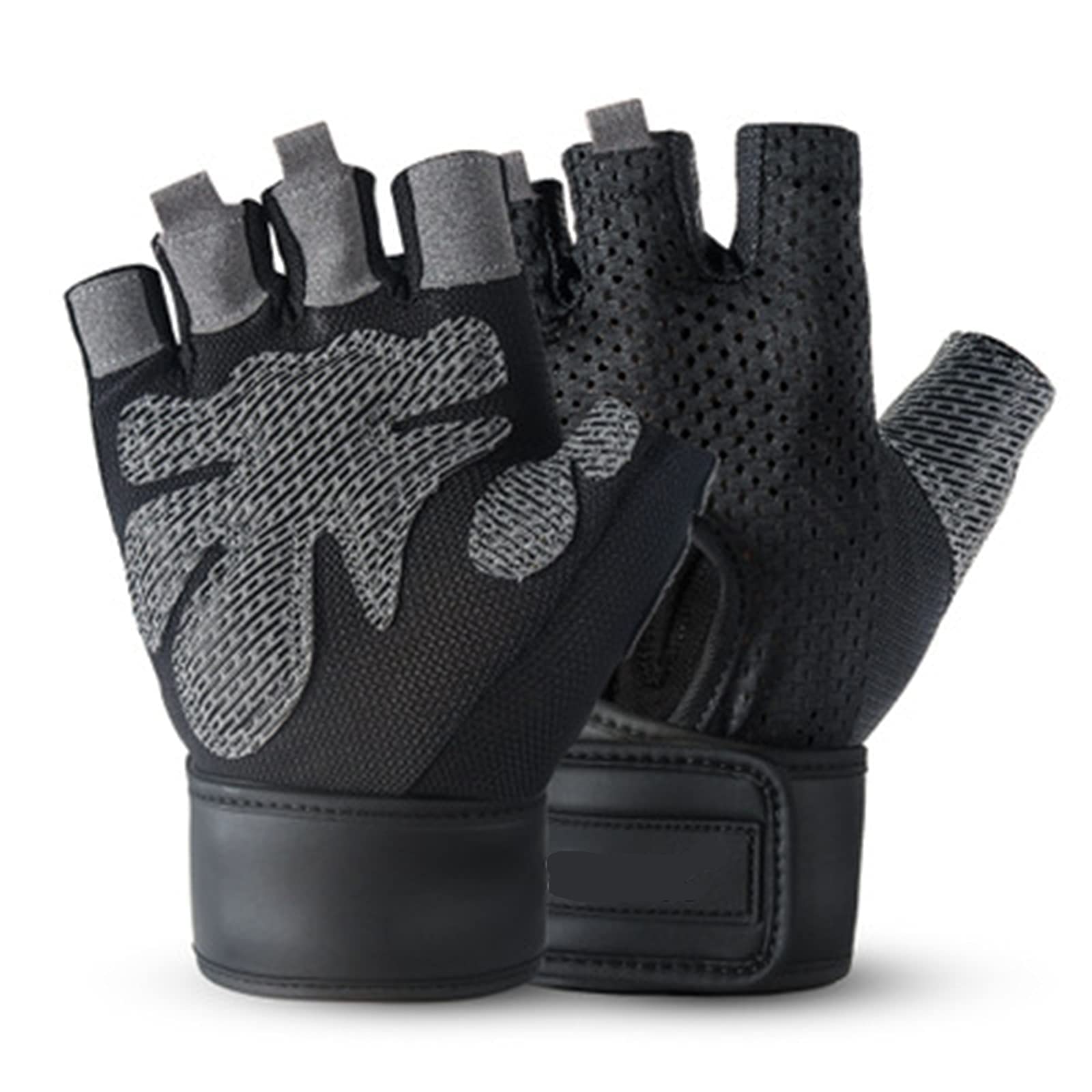 Guanti per sollevamento pesi per allenamento in palestra Protezione mezze dita Gper fitness Bodybuilding powerlifting Allenamento della forza Ciclismo ed esercizio (Color : Black, Size : XL)