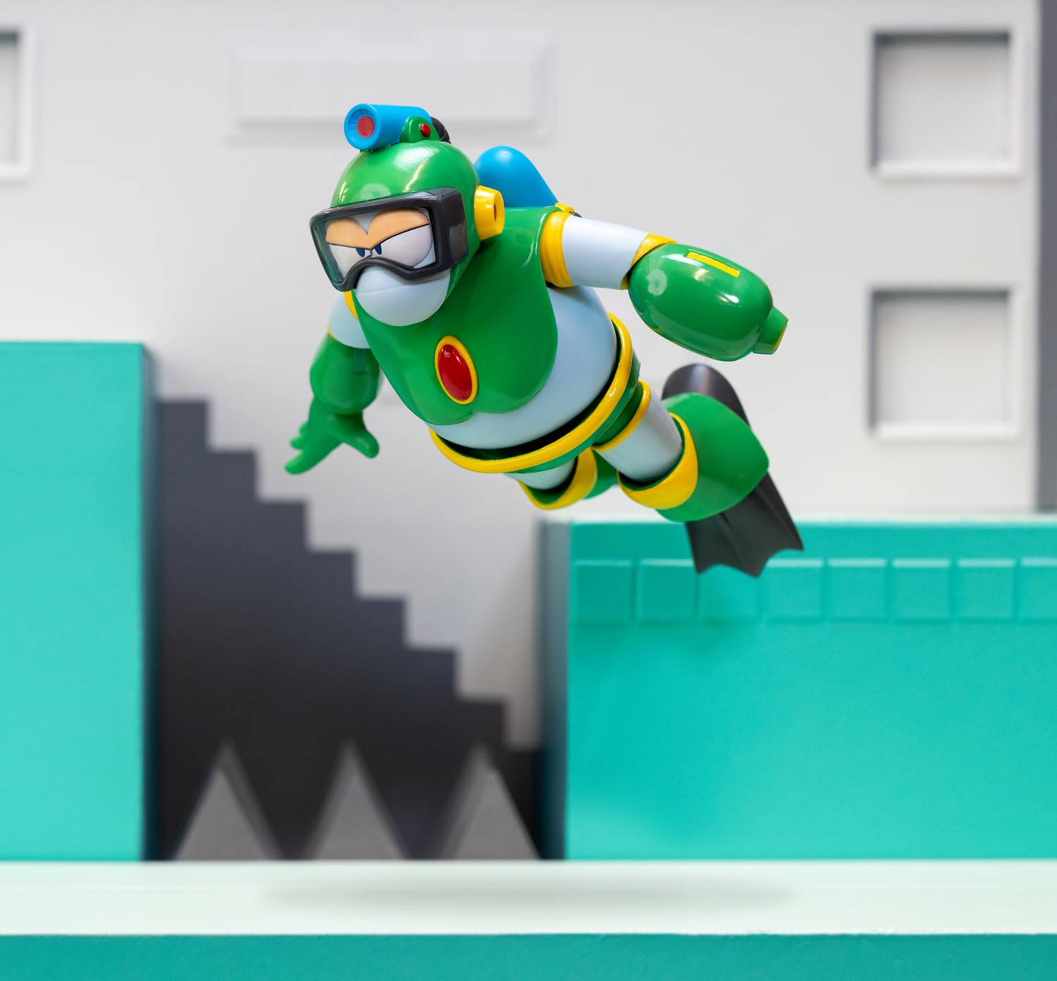 Jada Toys Mega Man - Figura de Bubble Man (11,5 cm) – Figura de acción y colección móvil de la serie de videojuegos Megaman, con cabeza, manos y accesorios alternativos, para fans y coleccionistas a