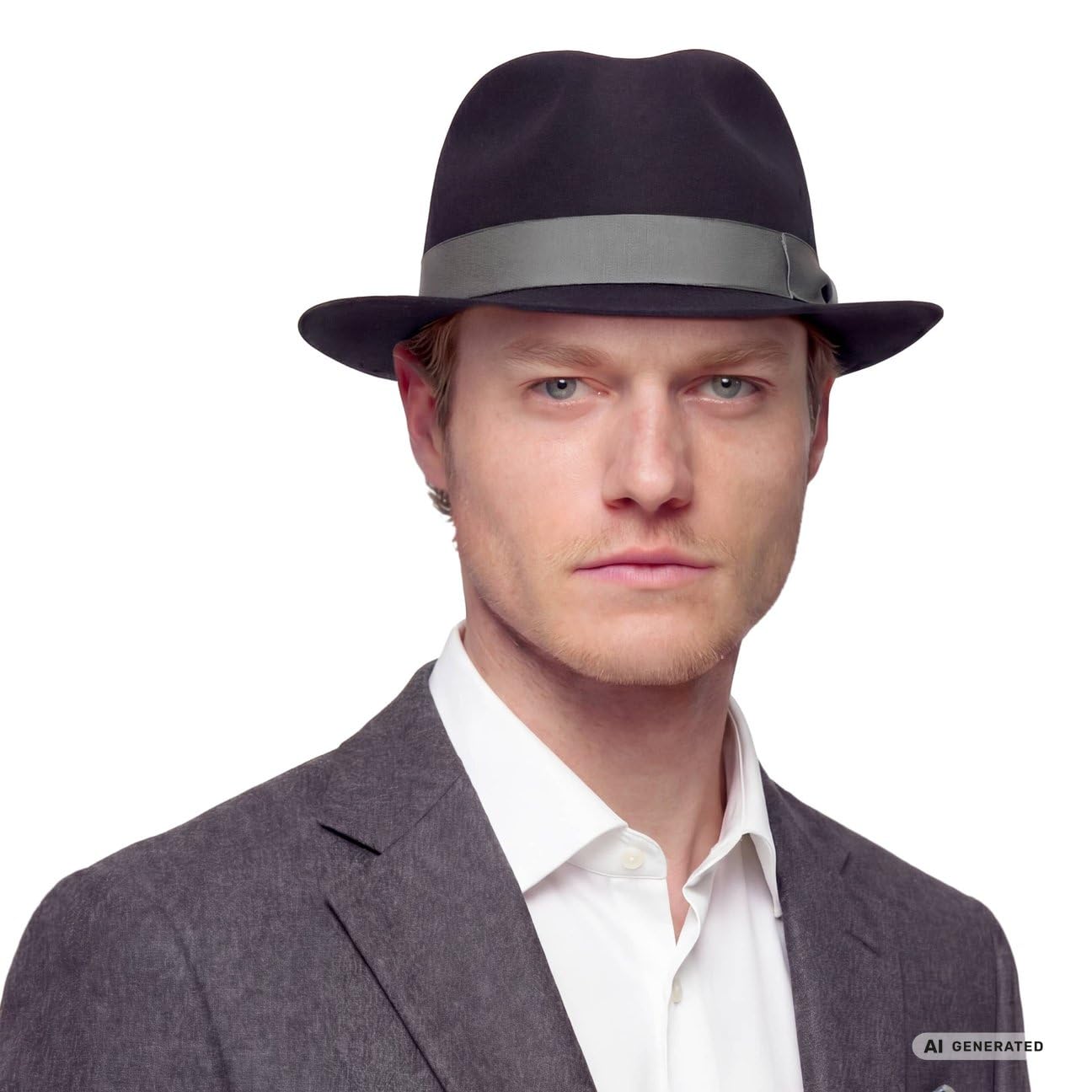 Lipodo Morten Filzhut Made in Italy Unifarbener Wollfilzhut mit Ripsband Herbst/Winter Fedora mit asymmetrischer Schleife Damen Herren