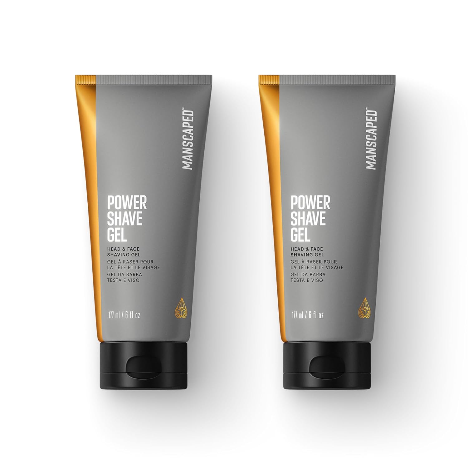 MANSCAPED® Power Shave Gel, Men's Soothing Head & Face Shaving Gel, with Witch Hazel & Gentle Liquid Exfoliants to Help Defend Against Irritation, Ingrown Hairs & Razor Bumps, 6 fl oz (2-Pack)