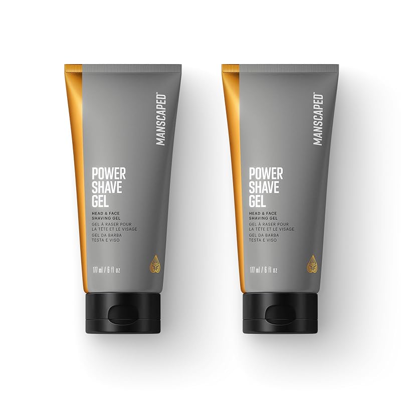 MANSCAPED Power Shave Gel Gel de barbear para rosto e cabeça com hamamélis e extratos vegetais Pacote com 2