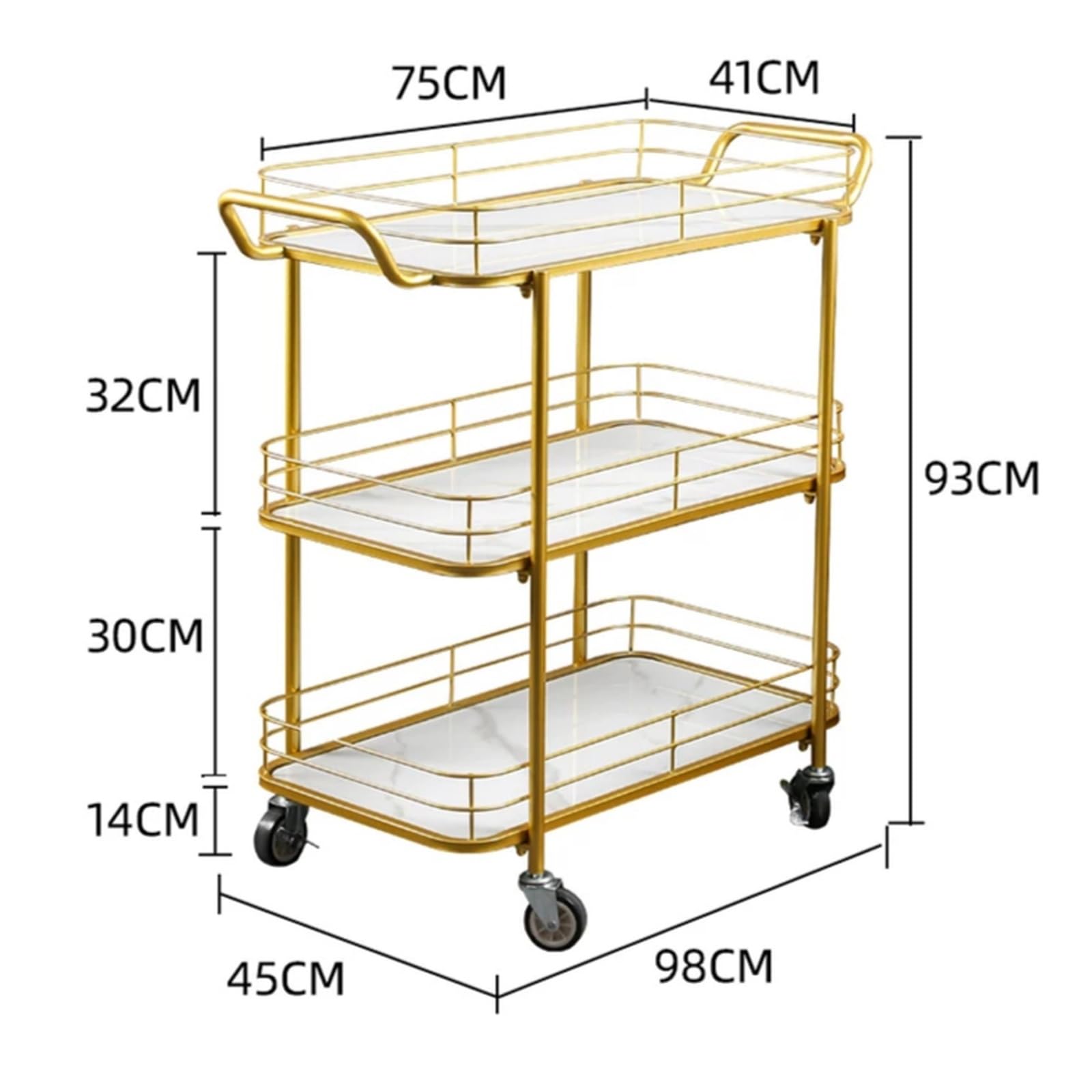 Magazzinaggio Carrello di servizio mobile a 3 livelli for alimenti e bevande for hotel ristoranti